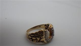 10K GOLD NUGGET DIAMOND HORSEHOE RING 4397G SIZE 10.5